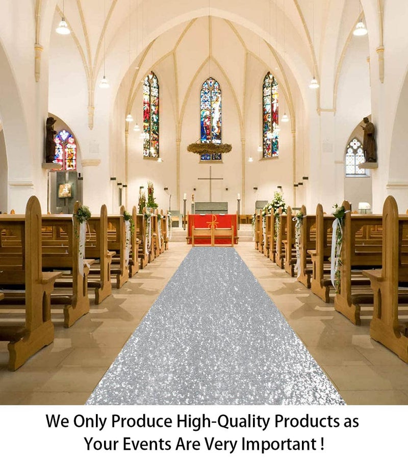 ShinyBeauty Aisle Runners for Weddings Silver 10FTX4FT Sparkle Runners for The Bride Carpet Runner Rugs Indoor Outdoor Ceremony Party - Image 2